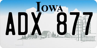 IA license plate ADX877