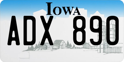 IA license plate ADX890