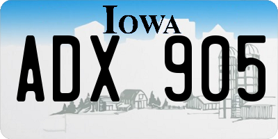 IA license plate ADX905