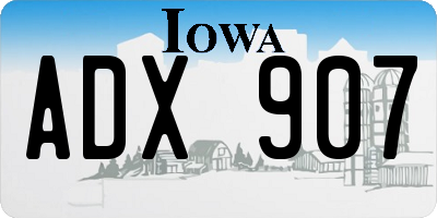 IA license plate ADX907