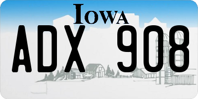 IA license plate ADX908