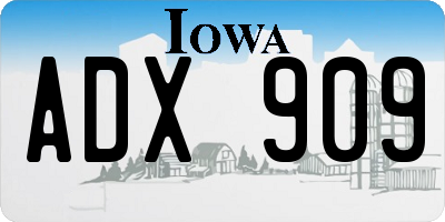 IA license plate ADX909
