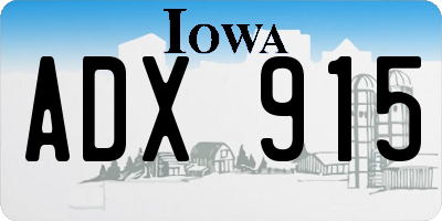 IA license plate ADX915