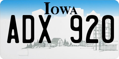 IA license plate ADX920