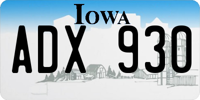 IA license plate ADX930