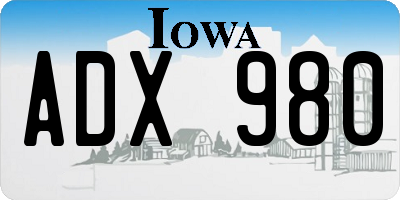 IA license plate ADX980