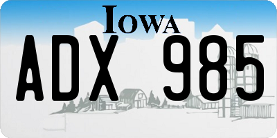 IA license plate ADX985