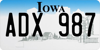 IA license plate ADX987