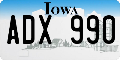 IA license plate ADX990