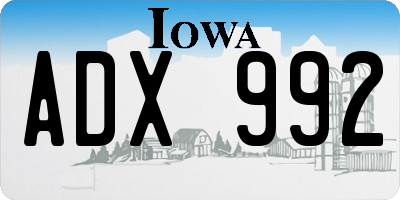 IA license plate ADX992