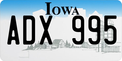 IA license plate ADX995