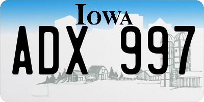 IA license plate ADX997