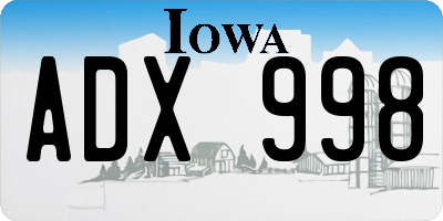 IA license plate ADX998