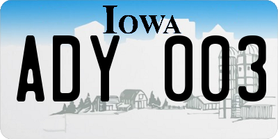 IA license plate ADY003