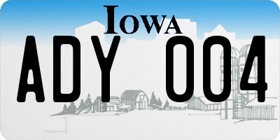 IA license plate ADY004
