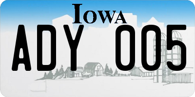 IA license plate ADY005