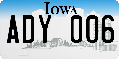 IA license plate ADY006
