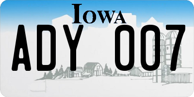 IA license plate ADY007
