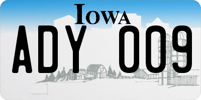 IA license plate ADY009