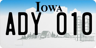 IA license plate ADY010