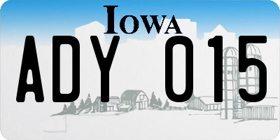 IA license plate ADY015