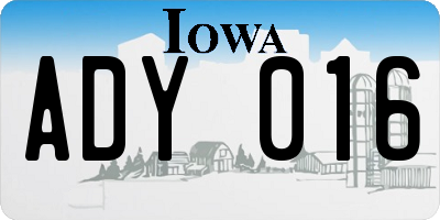 IA license plate ADY016
