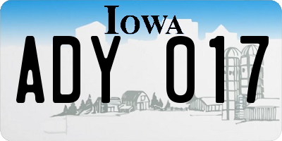IA license plate ADY017