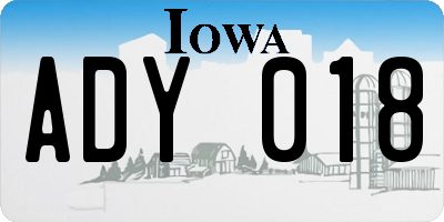 IA license plate ADY018