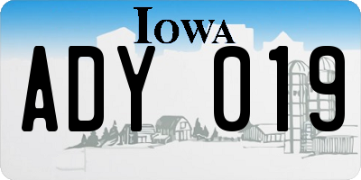 IA license plate ADY019