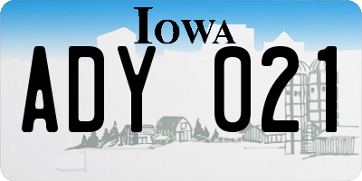 IA license plate ADY021