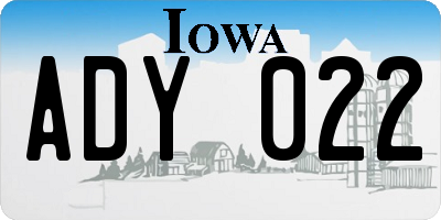 IA license plate ADY022