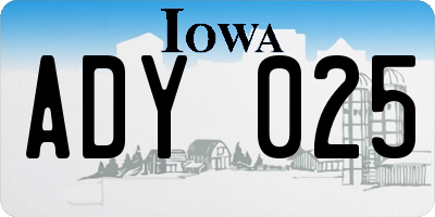 IA license plate ADY025