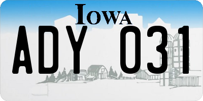 IA license plate ADY031