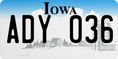 IA license plate ADY036