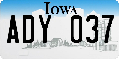 IA license plate ADY037