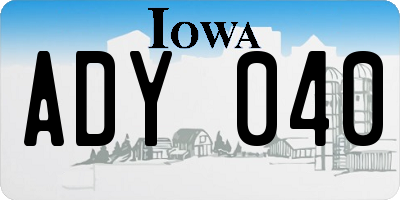 IA license plate ADY040