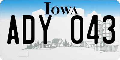 IA license plate ADY043