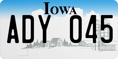 IA license plate ADY045