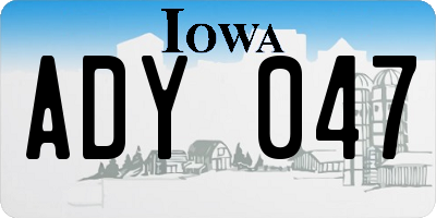 IA license plate ADY047