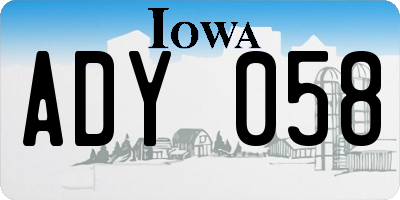 IA license plate ADY058