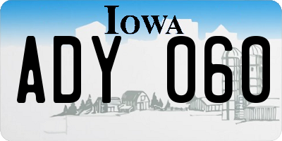 IA license plate ADY060