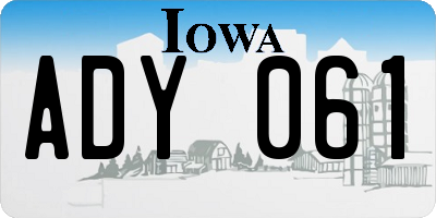 IA license plate ADY061
