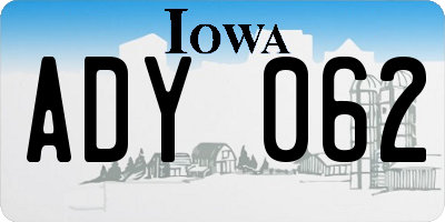 IA license plate ADY062