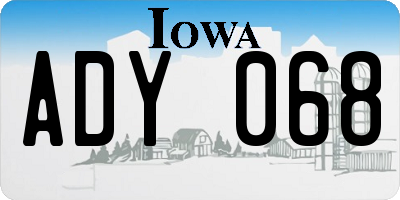 IA license plate ADY068