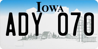 IA license plate ADY070