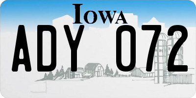 IA license plate ADY072