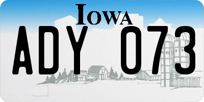 IA license plate ADY073