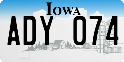 IA license plate ADY074