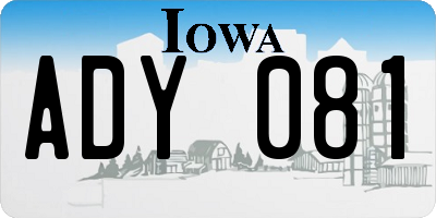 IA license plate ADY081