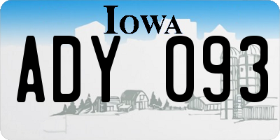 IA license plate ADY093